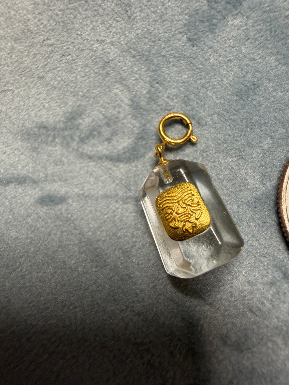 Gold Accent Clear Crystal Pendant Charm